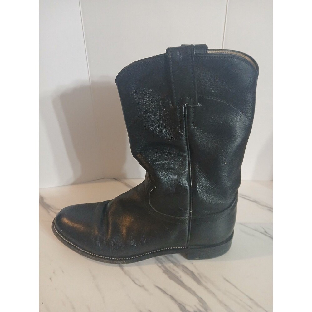 Justin 3703L Cora Women's Classic Ropers Leather Cowboy Boots Black Size 7C - Picture 10 of 12